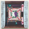 2007, acrylic and found fabric on burlap, 34 x 34 in./86 x 86 cm. 